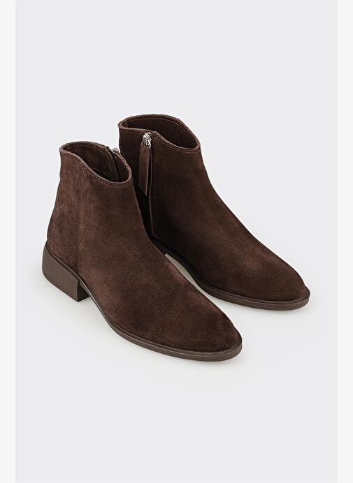 Kahve Deri Kadın Klasik Bot - Görsel 3