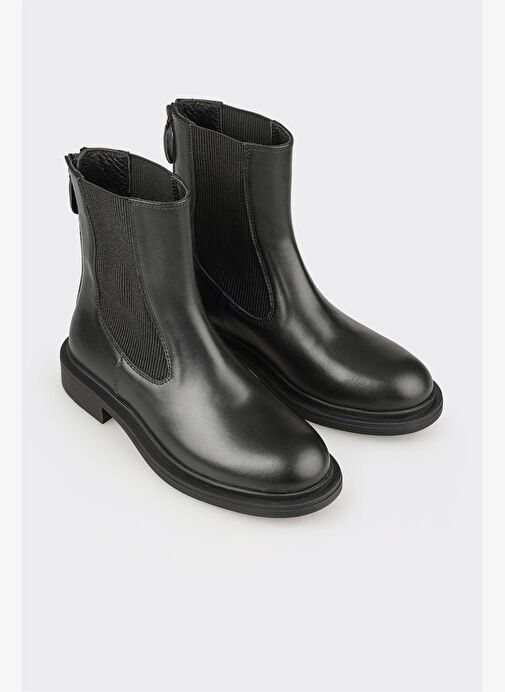 Siyah Deri Kadın Günlük Bot - Görsel 3