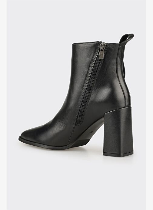 Siyah Deri Kadın Yüksek Topuk Bot - Görsel 4