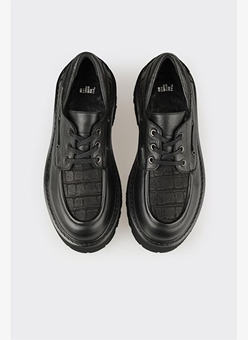 Siyah Deri Kadın Günlük Ayakkabı - Görsel 5