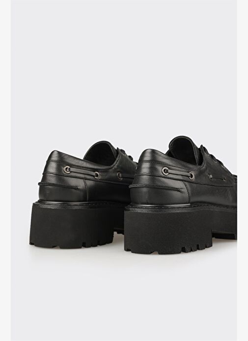 Siyah Deri Kadın Günlük Ayakkabı - Görsel 6