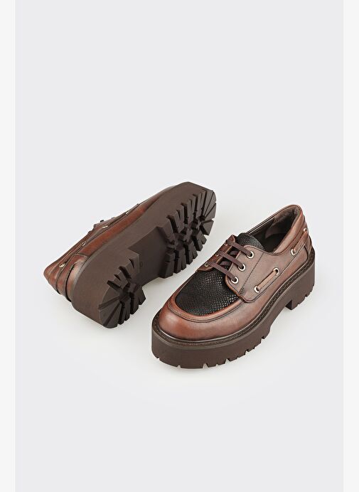 Kahve Deri Kadın Günlük Ayakkabı - Görsel 4