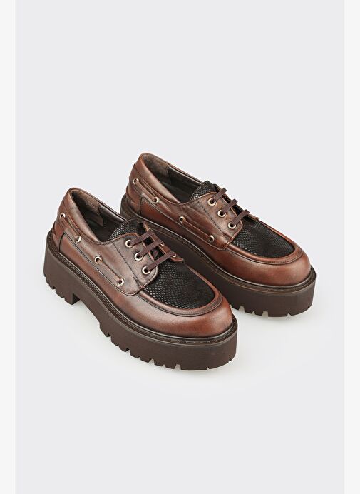 Kahve Deri Kadın Günlük Ayakkabı - Görsel 3