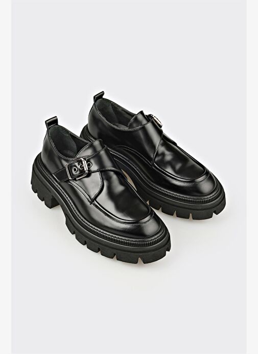 Siyah Deri Kadın Günlük Ayakkabı - Görsel 3