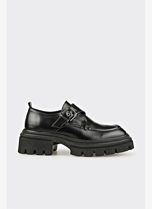 Siyah Deri Kadın Günlük Ayakkabı - Görsel 2