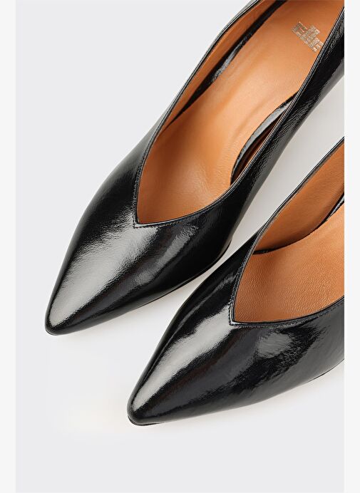 Siyah Deri Kadın Stiletto - Görsel 5