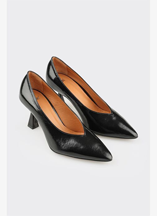 Siyah Deri Kadın Stiletto - Görsel 3