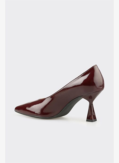 Bordo Deri Kadın Stiletto - Görsel 4