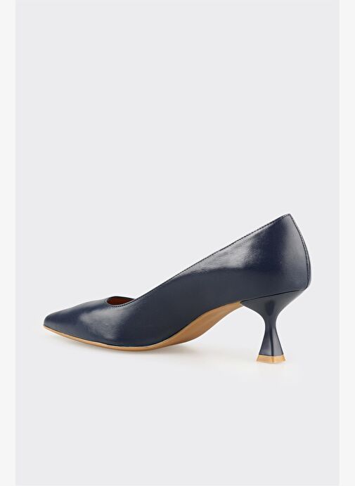Lacivert Deri Kadın Stiletto - Görsel 4
