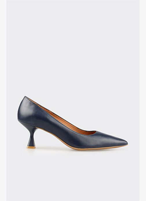 Lacivert Deri Kadın Stiletto - Görsel 2