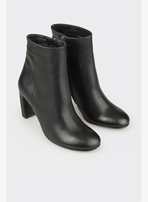 Siyah Deri Kadın Klasik Bot - Görsel 3