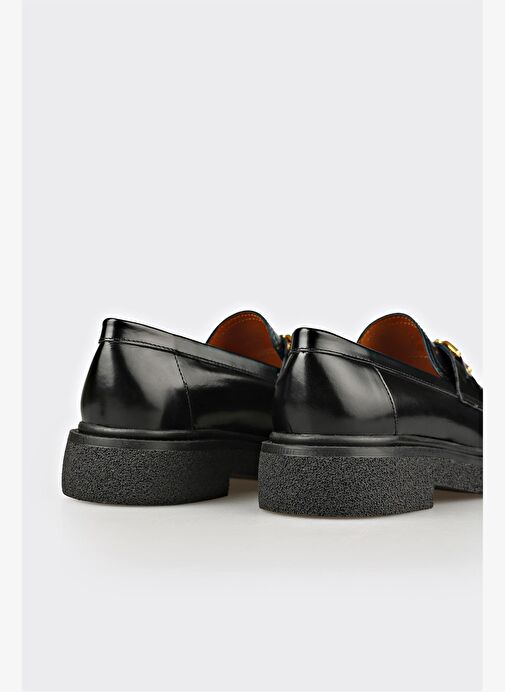 Siyah Deri Kadın Günlük Ayakkabı - Görsel 6