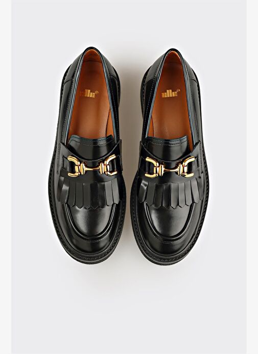 Siyah Deri Kadın Günlük Ayakkabı - Görsel 5