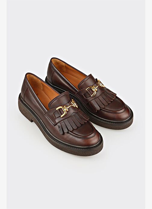 Kahve Deri Kadın Günlük Ayakkabı - Görsel 3