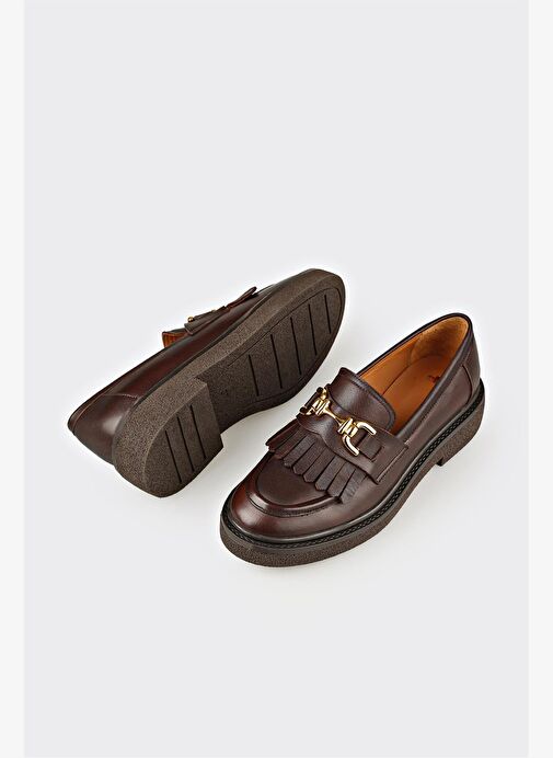 Kahve Deri Kadın Günlük Ayakkabı - Görsel 4