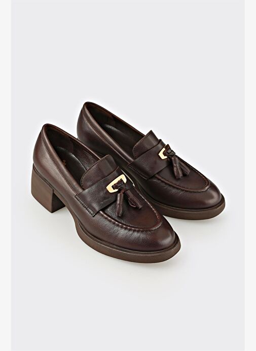 Kahve Deri Kadın Günlük Ayakkabı - Görsel 3