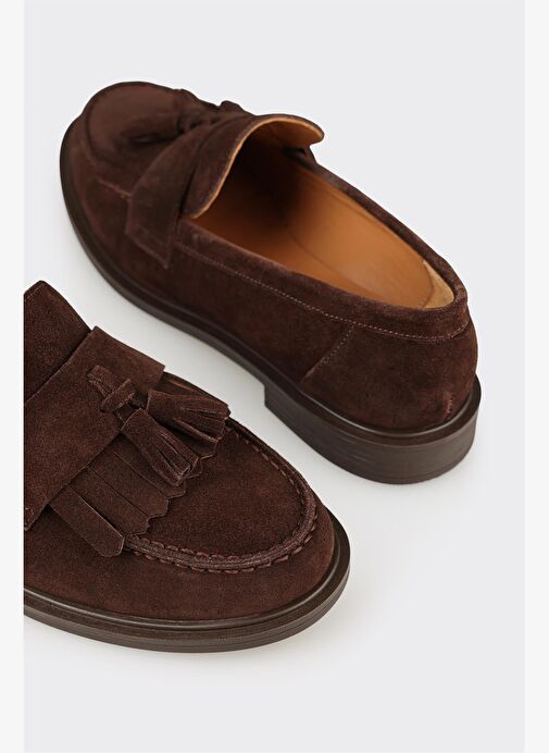 Kahve Deri Kadın Günlük Loafer - Görsel 6