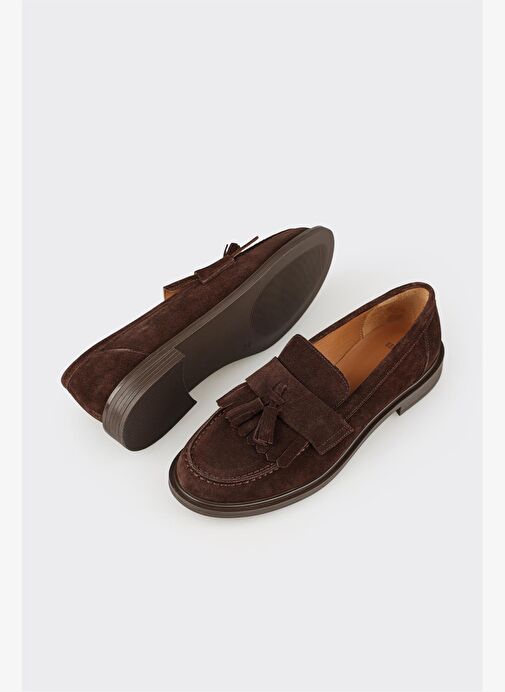 Kahve Deri Kadın Günlük Loafer - Görsel 4