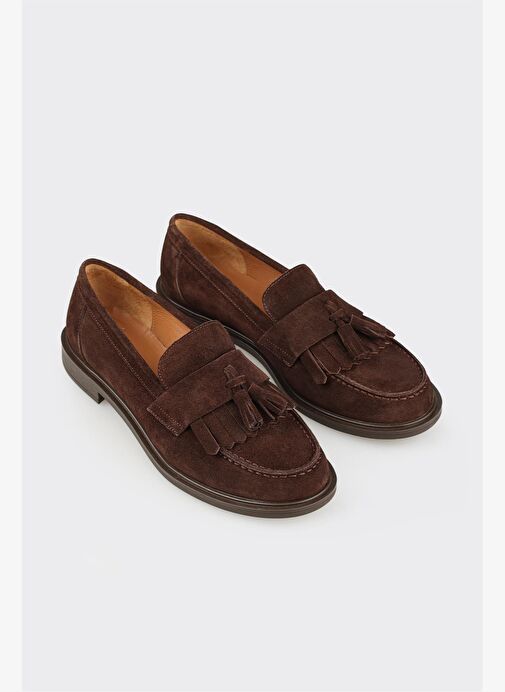 Kahve Deri Kadın Günlük Loafer - Görsel 3