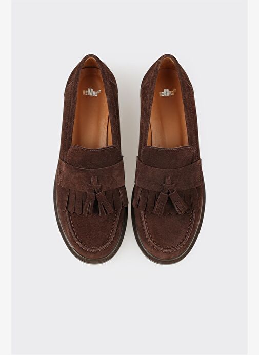 Kahve Deri Kadın Günlük Loafer - Görsel 5