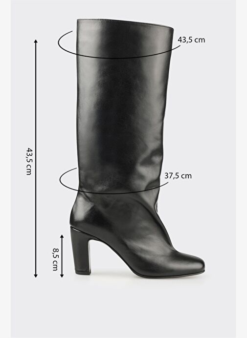 Siyah Deri Kadın Çizme - Görsel 6