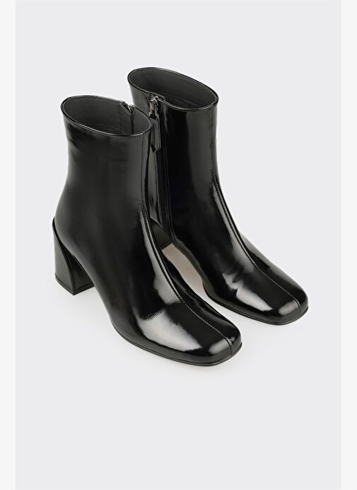 Siyah Deri Kadın Klasik Bot - Görsel 3
