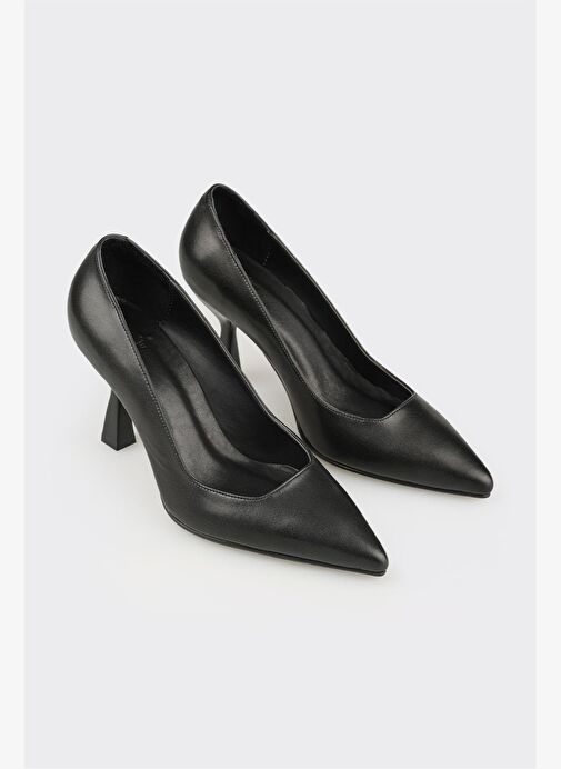 Siyah Deri Kadın Stiletto - Görsel 3