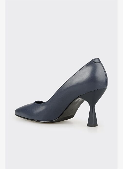 Lacivert Deri Kadın Stiletto - Görsel 4