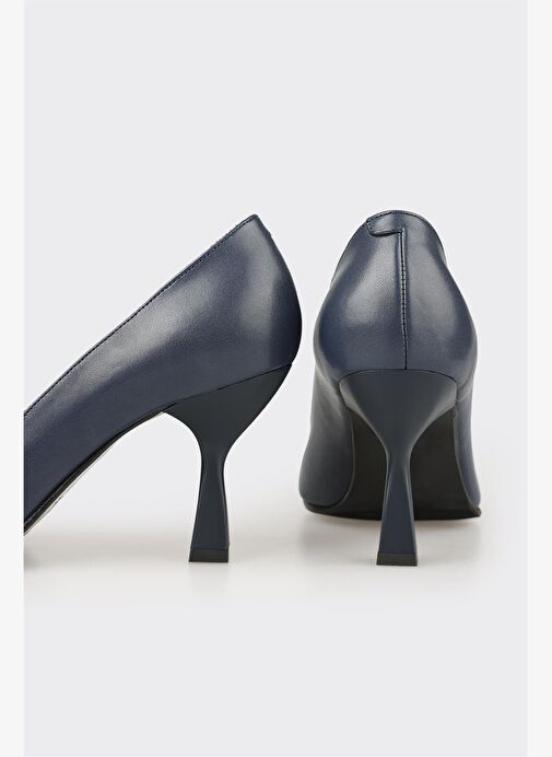 Lacivert Deri Kadın Stiletto - Görsel 5