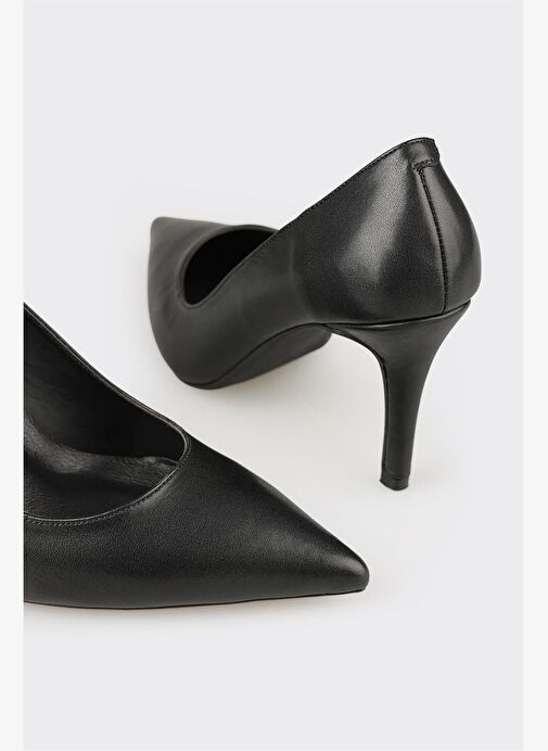 Siyah Deri Kadın Stiletto - Görsel 5