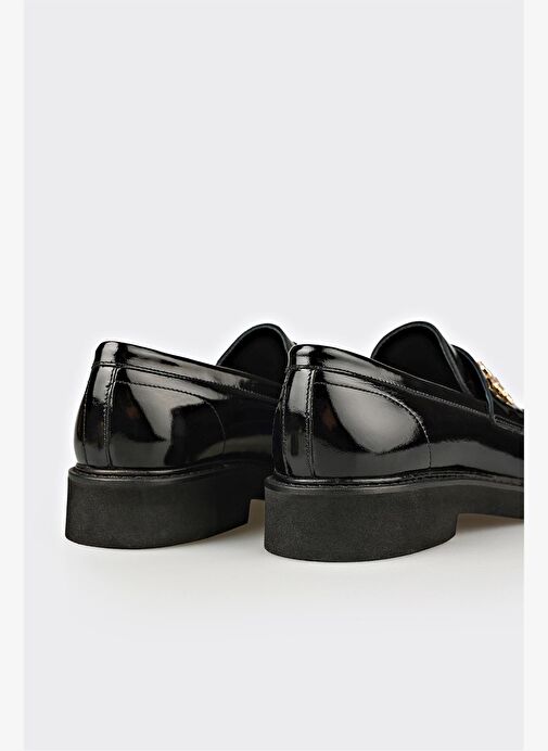 Siyah Deri Kadın Günlük Ayakkabı - Görsel 6