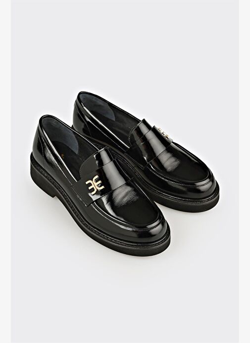 Siyah Deri Kadın Günlük Ayakkabı - Görsel 3