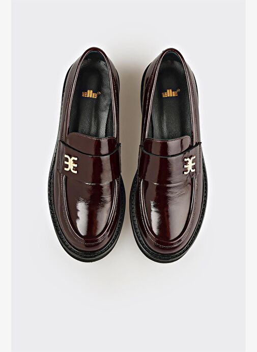 Bordo Deri Kadın Günlük Ayakkabı - Görsel 5