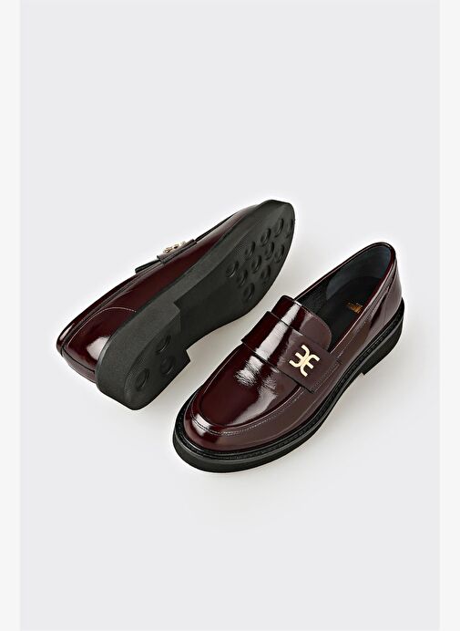 Bordo Deri Kadın Günlük Ayakkabı - Görsel 4