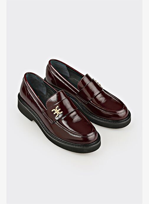 Bordo Deri Kadın Günlük Ayakkabı - Görsel 3