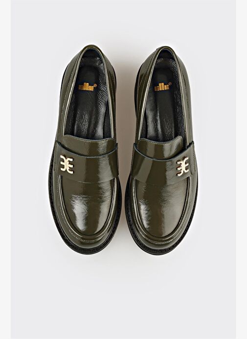 Haki Deri Kadın Günlük Ayakkabı - Görsel 5