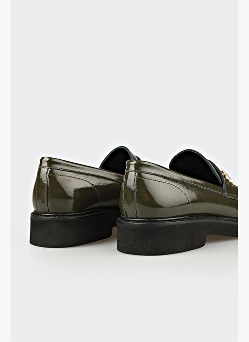 Haki Deri Kadın Günlük Ayakkabı - Görsel 6