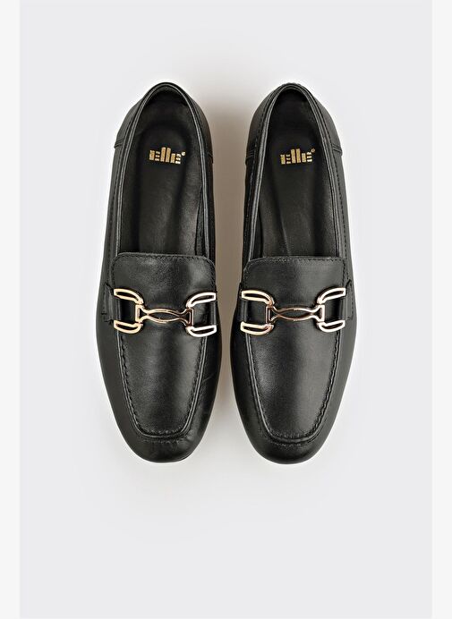 Siyah Deri Kadın Loafer - Görsel 4