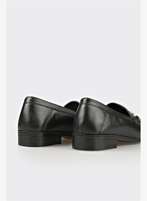 Siyah Deri Kadın Günlük Ayakkabı - Görsel 6