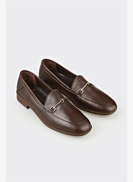 Kahve Deri Kadın Günlük Ayakkabı - Görsel 3