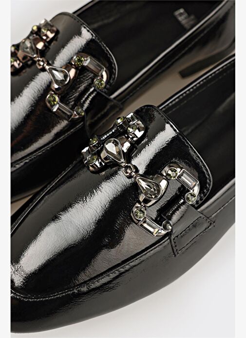 Siyah Deri Kadın Günlük Ayakkabı - Görsel 6