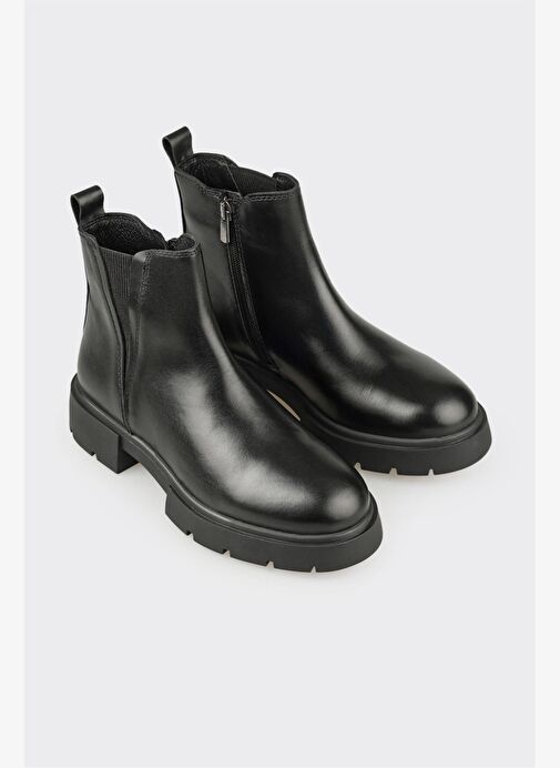 Siyah Deri Kadın Günlük Bot - Görsel 3