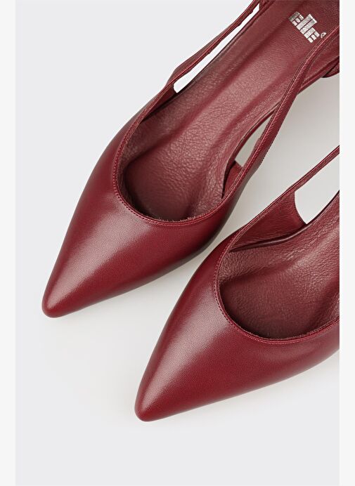 Bordo Deri Kadın Topuklu Ayakkabı - Görsel 5
