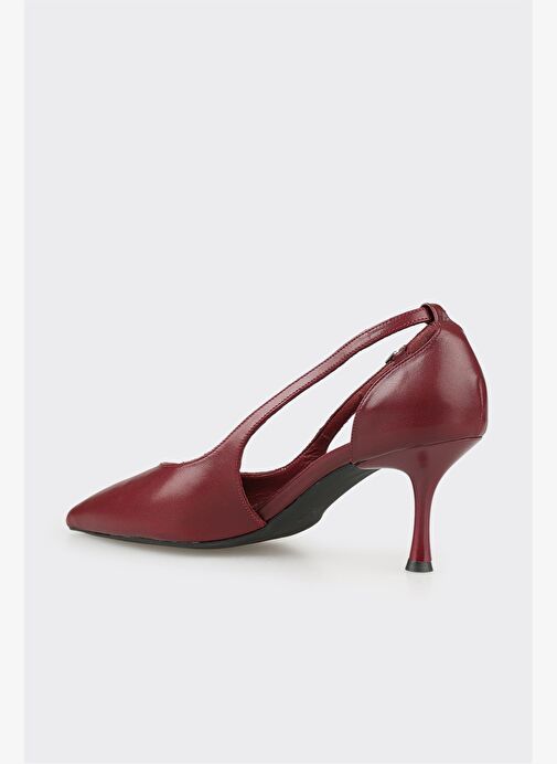 Bordo Deri Kadın Topuklu Ayakkabı - Görsel 4