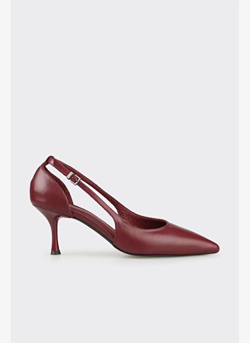 Bordo Deri Kadın Topuklu Ayakkabı - Görsel 2