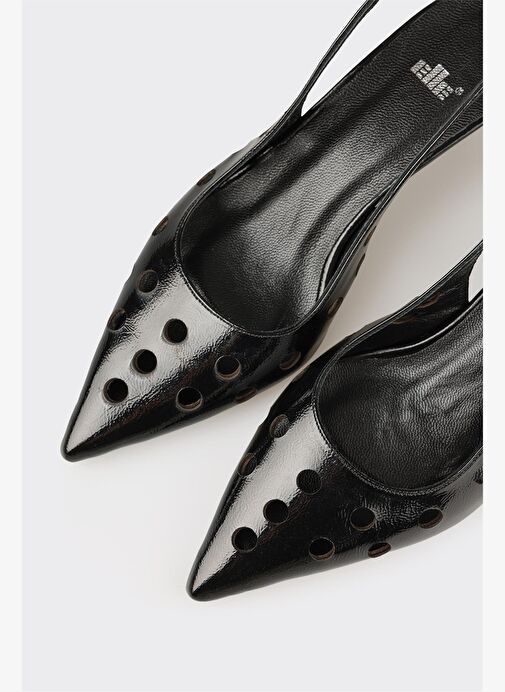 Siyah Deri Kadın Topuklu Ayakkabı - Görsel 5