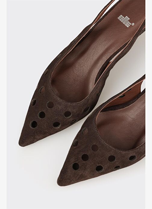 Kahve Deri Kadın Topuklu Ayakkabı - Görsel 5