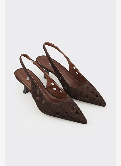 Kahve Deri Kadın Topuklu Ayakkabı - Görsel 3