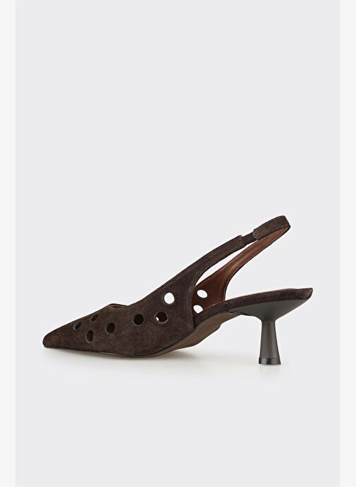 Kahve Deri Kadın Topuklu Ayakkabı - Görsel 4