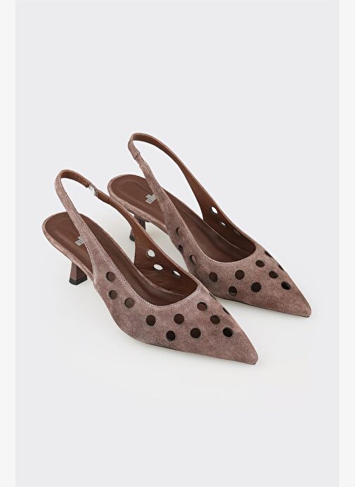 Vizon Deri Kadın Topuklu Ayakkabı - Görsel 3